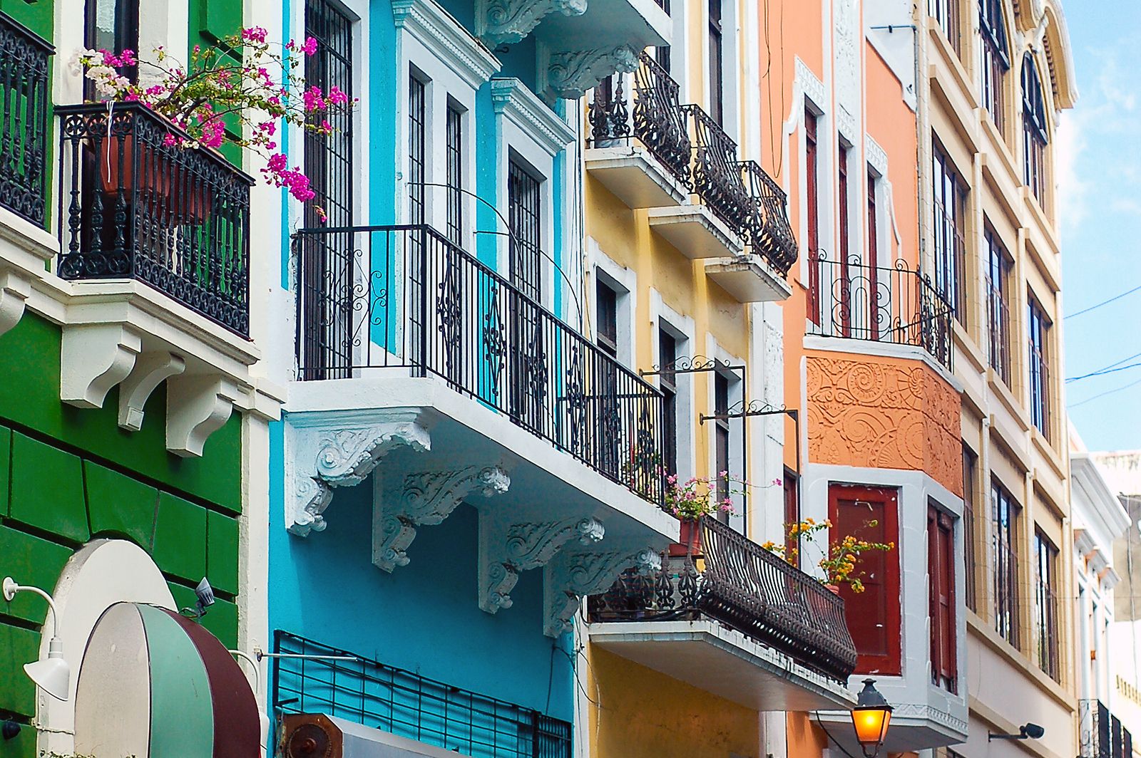 Rainbow-coloured balconies of Old San Juan